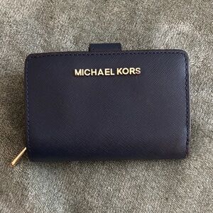 Michael Kors Medium Saffiano Leather Navy Wallet
